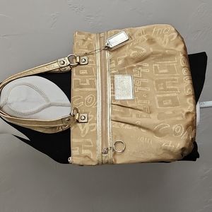 Vintage Coach Gold Lurex Signature Poppy Art Deco Bag